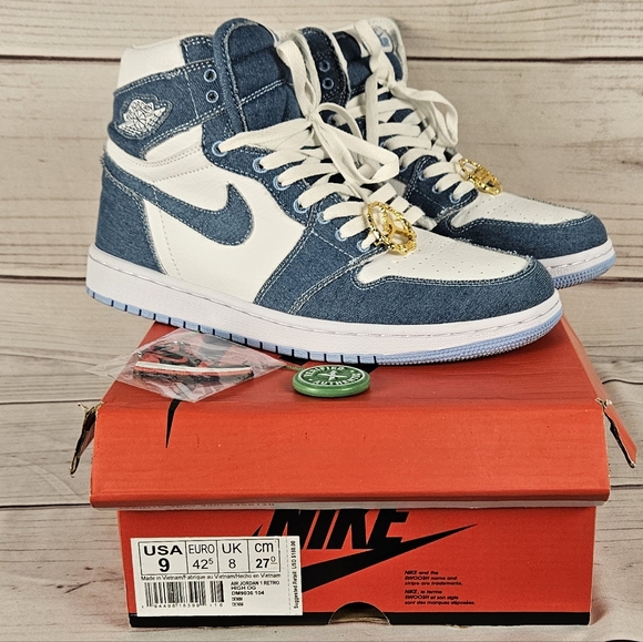 Nike Air Jordan 1 Retro Denim High OG Sneakers Nike Air Jordan Shoes Size 9